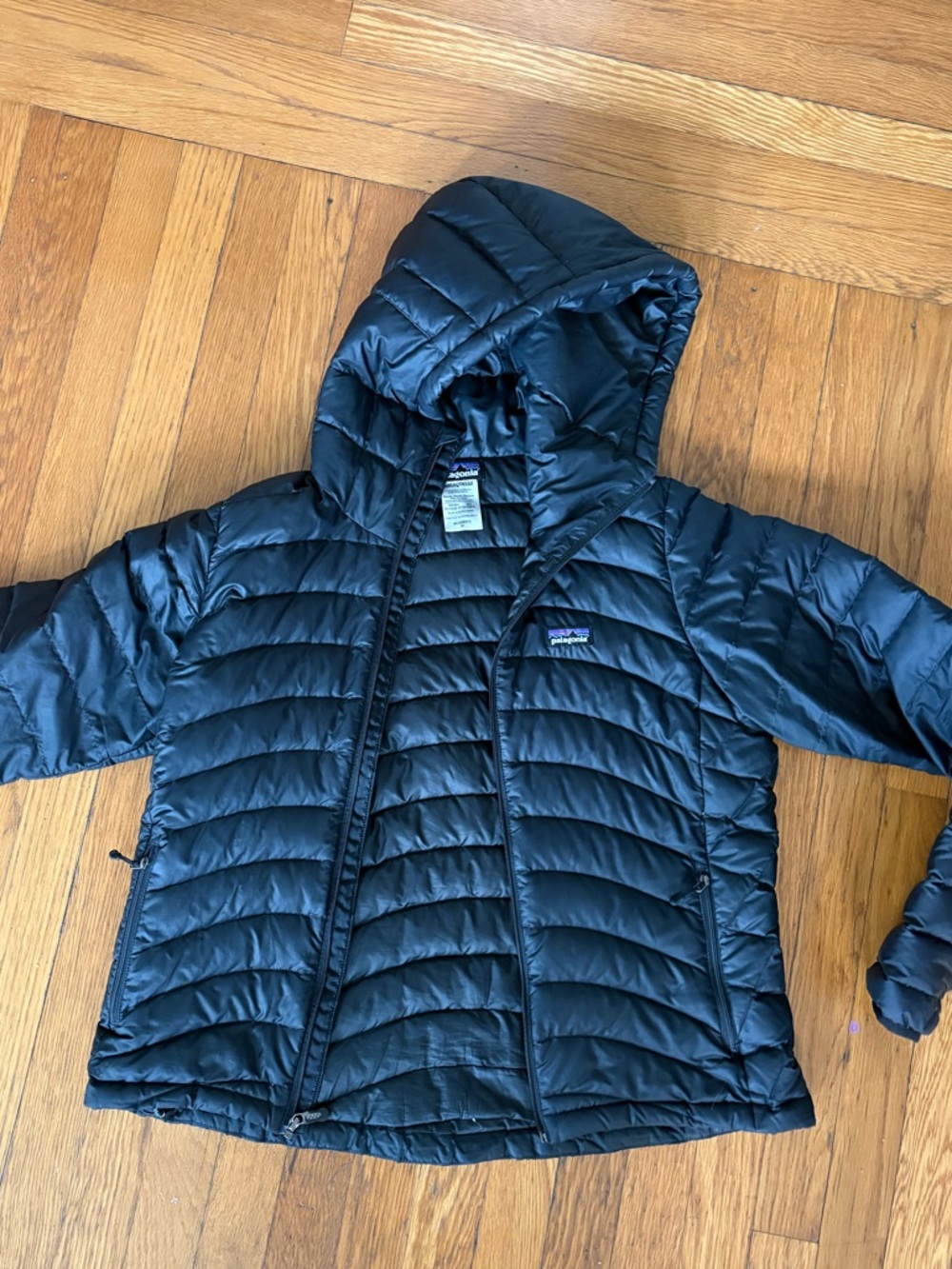 Patagonia Black Hooded Lightweight Puffer Jacket (women’s M)